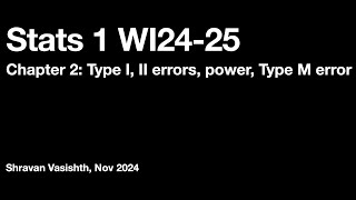 Stats 1 WI2425 Type I II error power Type M error [upl. by Bergstein79]