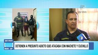 Detienen a presunto adicto que atacaba con machete y cuchillo [upl. by Lounge]