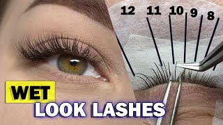 WET LOOK LASH  How to create a wispy eyelash extensions  Hybrid Set [upl. by Innek]