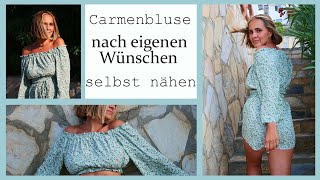 Carmenbluse nähen lernen  Schnittmuster selbst fix erstellen  mit Annas Nähschule [upl. by Werby773]