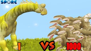 1 Giraffatitan vs 1000 Achillobator  Dino War S2E5  SPORE [upl. by Moreno]