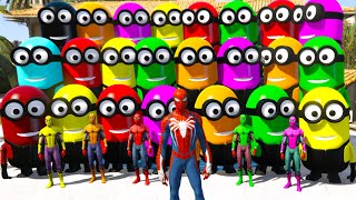 GTA 5 Epic Ragdolls RED SPIDER MAN VS RED MINION VS GREEN MINION Euphoria Physics amp Funny Fails [upl. by Arhsub560]