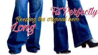 How to Shorten and Hem wide leg Jeans and Keeping Original HemDIY [upl. by Ecnar]