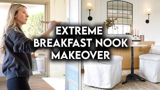 EXTREME BREAKFAST NOOK MAKEOVER  DIY PICTURE FRAME MOLDING [upl. by Yehc]