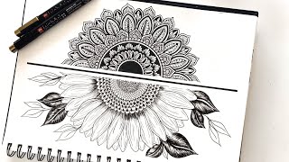 How to Draw Mandala Art  SemiCircle Mandala  How to draw Mandala for Beginners  Easy mandala [upl. by Nafets99]