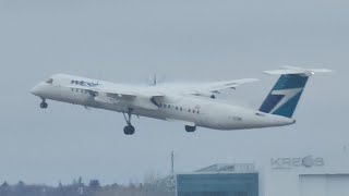 WestJet De Havilland Canada Dash 8400 Taking Off From Runway 31 yqr [upl. by Edmea]