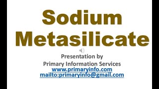 Sodium Metasilicate  Trade Technology Project Information [upl. by Ennaesor]