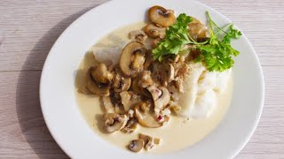 Recette  Cabillaud aux champignons sauce normande [upl. by Ielirol]