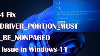 DRIVERPORTIONMUSTBENONPAGED issue in Windows 11  4 Fix [upl. by Moule]