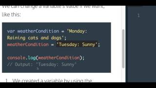 Learn Javascript Changing a Variables Value codecademy Javascript Tutorial [upl. by Jaban]