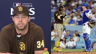 Michael King on Padres Dodgers rivalry starting NLDS game 3 and Yu Darvishs approach to Ohtani [upl. by Jdavie]