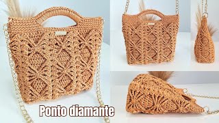 BOLSA DE CROCHÊ COM PONTO DIAMANTE SUPER ELEGANTE [upl. by Dallman]