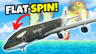 Giant Plane CRASHES INTO OCEAN After Flat Spin In Stormworks [upl. by Sueddaht176]