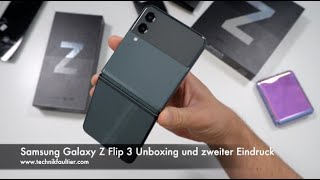 Samsung Galaxy Z Flip 3 Unboxing und zweiter Eindruck [upl. by Durr]