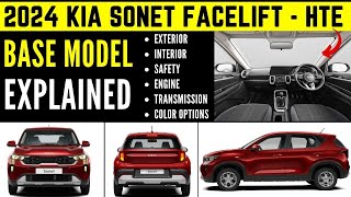 2024 Kia Sonet Facelift HTE BASE MODEL Explained  Exterior Interior New Features Safety Engine [upl. by Arica]