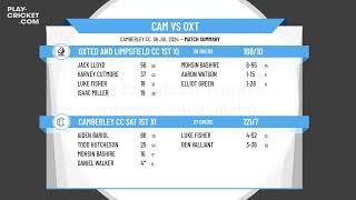 Camberley CC Sat 1st XI v Oxted and Limpsfield CC 1st XI [upl. by Watkins]