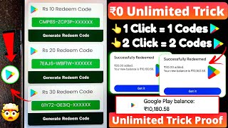 Unlimited Trick free redeem code for playstore at ₹0  How to get free google redeem code [upl. by Zel576]