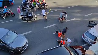 Furious drivers ruthlessly drag climate activists from busy highway [upl. by Auot579]