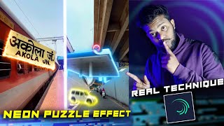 How to make Neon puzzle effect reel video editing with Alight motion application [upl. by Lael556]