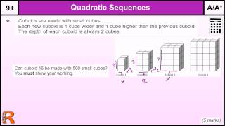 Quadratic sequences GCSE Maths revision Exam paper practice amp help [upl. by Olav451]