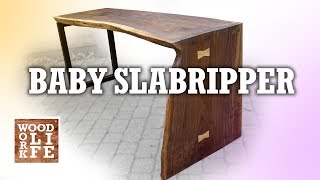 Dovetailed Live Edge Waterfall Desk  Baby SLABRIPPER  Woodworking Builds [upl. by Ixela]