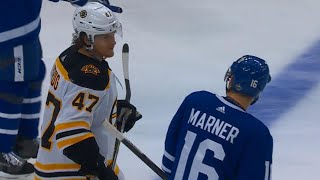 Krug Marner exchange pleasantries behind Bruins net [upl. by Thetis]