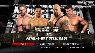 WWE SVR 2010 PS3  The Miz VS Big Show VS Randy Orton VS Ted DiBiase  Fatal 4Way Steel Cage [upl. by Jabon43]