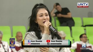 Avon Rosales interview after performing quotMaghihintayquot at UNTV Cup Halftime Break [upl. by Rikki]