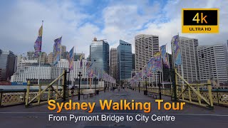 Sydney Walking Tour  Pyrmont Bridge to City Centre [upl. by Hsirrap]