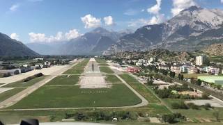 Landing a jet in Sion Switzerland cockpit view [upl. by Ilhsa]