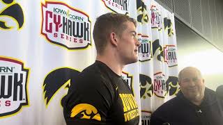 Iowa wrestlings Ben Kueter discusses matchup with ISUs Yonger Bastida CyHawk dual [upl. by Gassman]