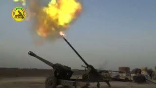 Iraqi Popular Mobilization Units firing 152mm artillery against ISIS positions [upl. by Glynias]