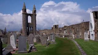 Spring Cathedral Ruins And Graveyard On Visit To St Andrews Fife Scotland [upl. by Lemar]