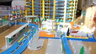 プラレール Tomy Plarail  4 trains with Mega Station and double spiral layout HD [upl. by Reywas804]