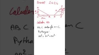 Brevet  Calculer une longueur  Pythagore 10 [upl. by Ycnalc]