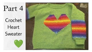 Beautiful Green Crochet Heart SweaterPart 4Making the Heartcrochetworld crochetlove [upl. by Haodnanehs]