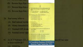 CA Foundation Business ECONOMICS September 2024 Question Paper ca cafoundation icai caexams [upl. by Lada]