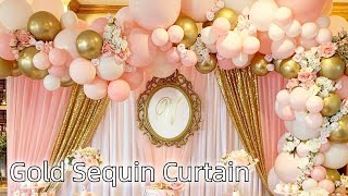 Gold Sequin Backdrop✨Lofaris Party Decorations at home Event ideas [upl. by Oneil]