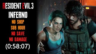 Resident Evil 3 Remake Inferno No Shop No Save No Damage Sub Hour 5807 S Rank [upl. by Peppi]