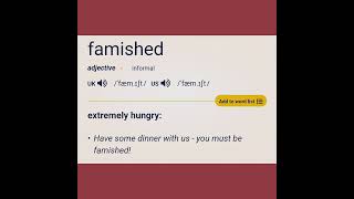 The meaning of famished in English [upl. by Novy]