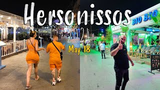 Hersonissos Crete nightllife walking tour 4k Chersonissos Kreta Greece 2024 [upl. by Haem257]