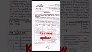 KVS new update KVS Promotion list  post of TGT to PGT kvstgtpgt latestupdates kvsresult [upl. by Gildea]