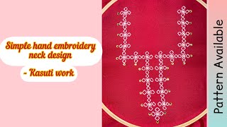 Simple Hand Embroidery Neck design for beginners  Kasuti work [upl. by Kayle]