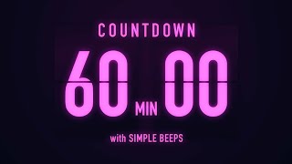 60 Minutes Flip Clock Timer  With Simple Beeps 🟣 [upl. by Bil]