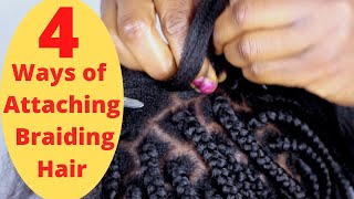 How To  4 Ways of Attaching Braiding Hair Slow Motion  Nekky Douglas [upl. by Marve]