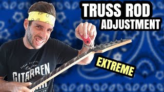 Truss Rod Adjustment EXTREME  Cracking Electric Guitar Neck [upl. by Anaahs]