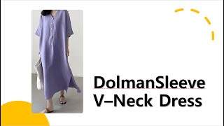 2308263991Dolman Sleeve V Neck DressPattern돌먼소매 V 넥 원피스패턴 [upl. by Marcin]