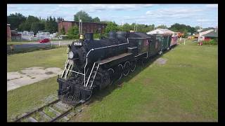 steam locomotive 2534 Memory Junction museum Brighton ON drone4k 2017Aug25 [upl. by Durkee]