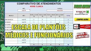 PLANILHA CONTROLE DE ESCALA PLANTOES FUNCIONARIOS OU MEDICOS COM RESUMO MES R 5000 [upl. by Revert]