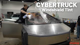 First Cybertruck Front Windshield Tint  One Piece in 50  Full Install Video  Difficulty Score 7 [upl. by Oeram18]